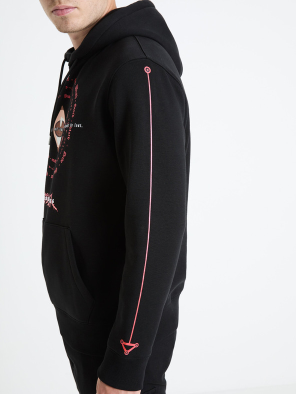 Celio Černá pánská mikina s kapucí Celio Fullmetal Alchemist