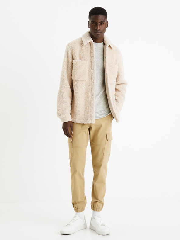 Celio Béžové pánské cargo kalhoty Celio Dolyte