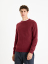 Celio Vínový pánský basic svetr Celio Femoon