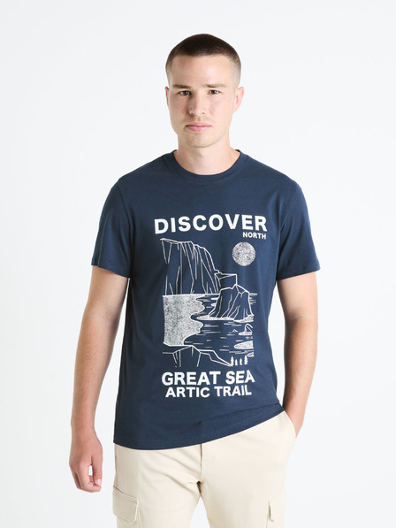 Celio Tmavě modré pánské tričko s potiskem Celio Fedecamp