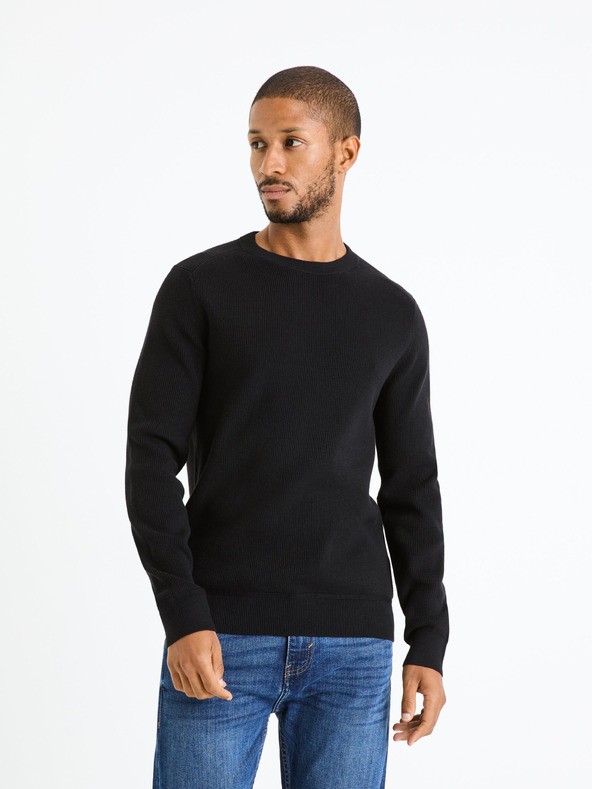 Celio Černý pánský basic svetr Celio Femoon