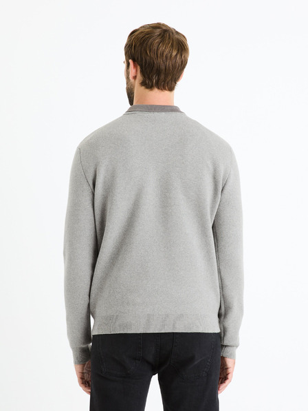 Celio Šedý pánský basic svetr Celio Beclo