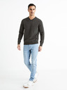Celio Tmavě šedý pánský basic svetr Celio Decotonv