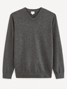 Celio Tmavě šedý pánský basic svetr Celio Decotonv