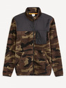 Celio Hnědá pánská army mikina na zip Celio Fecamo