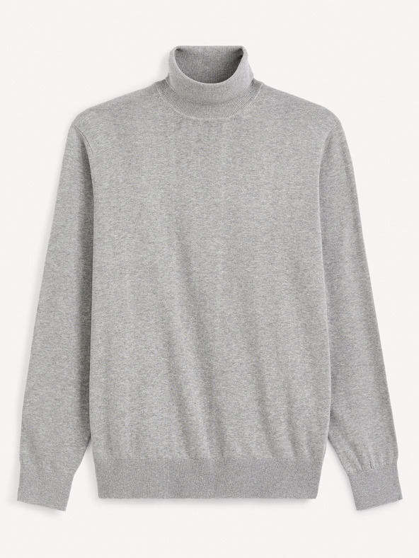 Celio Šedý pánský basic svetr s rolákem Celio Feroll