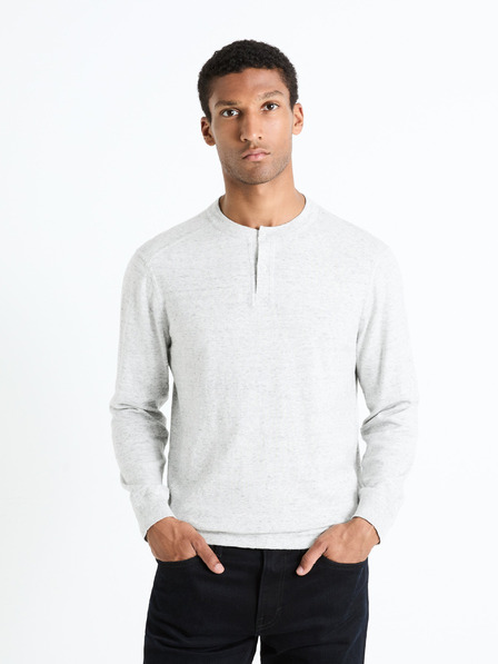 Celio Světle šedý pánský basic svetr Celio Fepax