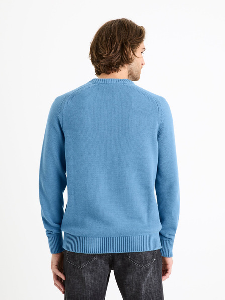 Celio Modrý pánský basic svetr Celio Febasic