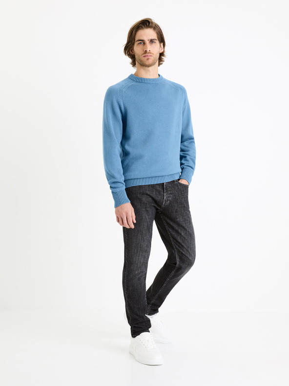 Celio Modrý pánský basic svetr Celio Febasic