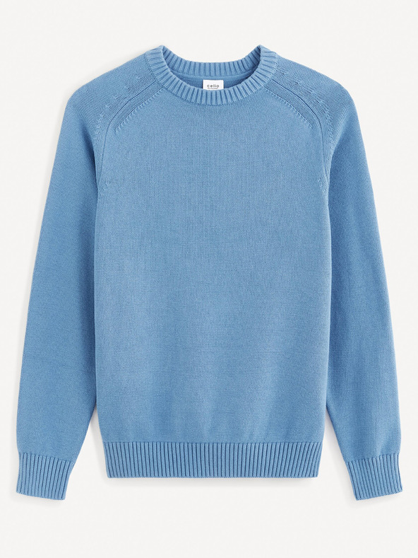 Celio Modrý pánský basic svetr Celio Febasic