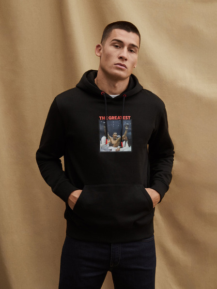 Celio Černá pánská mikina s kapucí Celio Muhammad Ali