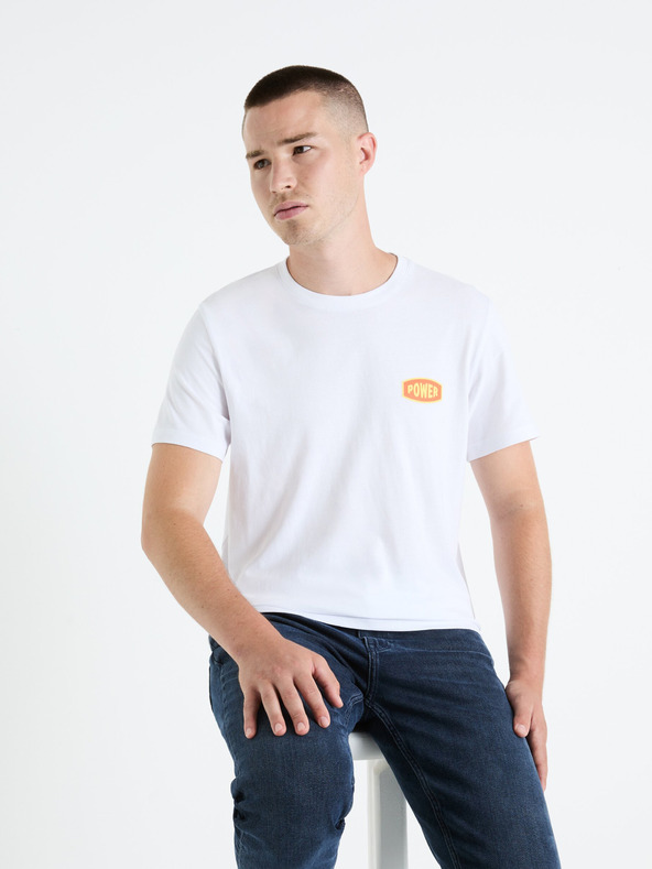 Celio Bílé pánské tričko Celio Fetexto