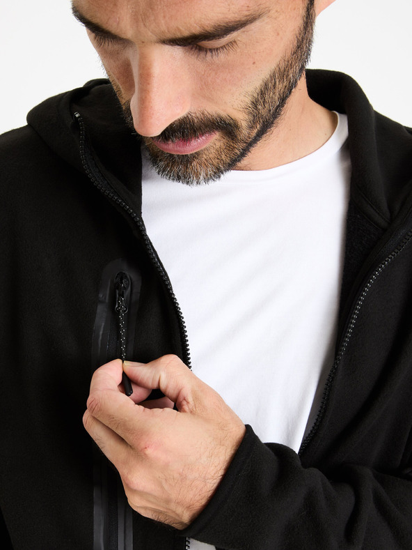 Celio Černá pánská mikina na zip s kapucí Celio Fecoldyoke