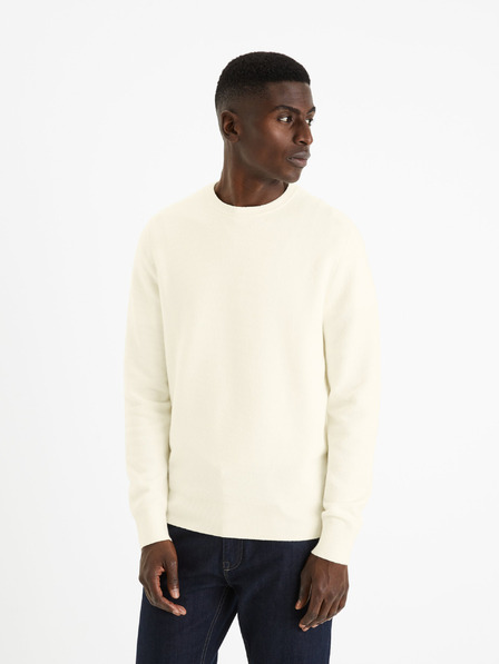 Celio Krémový pánský basic svetr Celio Felinode