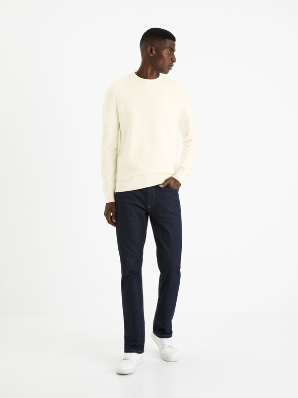 Celio Krémový pánský basic svetr Celio Felinode