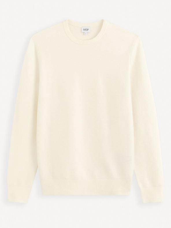 Celio Krémový pánský basic svetr Celio Felinode