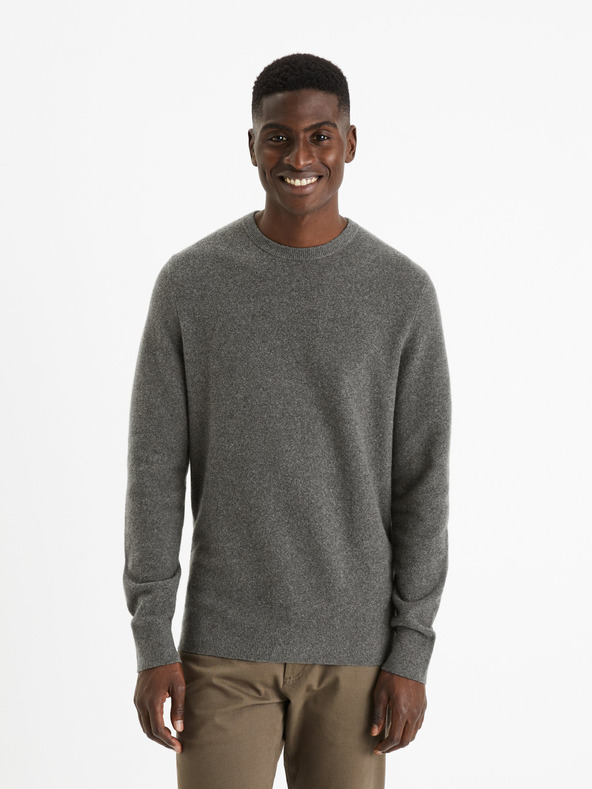 Celio Šedý pánský basic svetr Celio Felinode