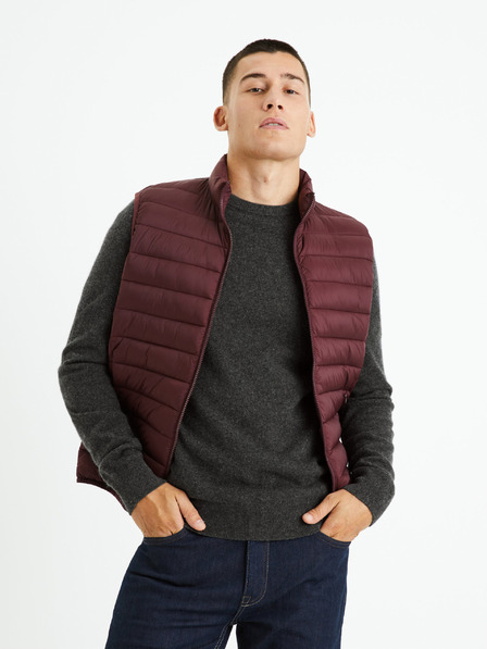 Celio Vínová pánská prošívaná vesta Celio Fulock