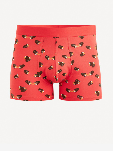 Celio Červené pánské vzorované boxerky Celio Choco