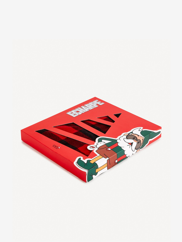 Celio Černo-červená pánská kostkovaná šála Celio