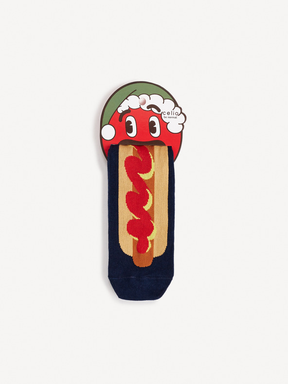 Celio Tmavě modré pánské vzorované ponožky Celio Hot Dog