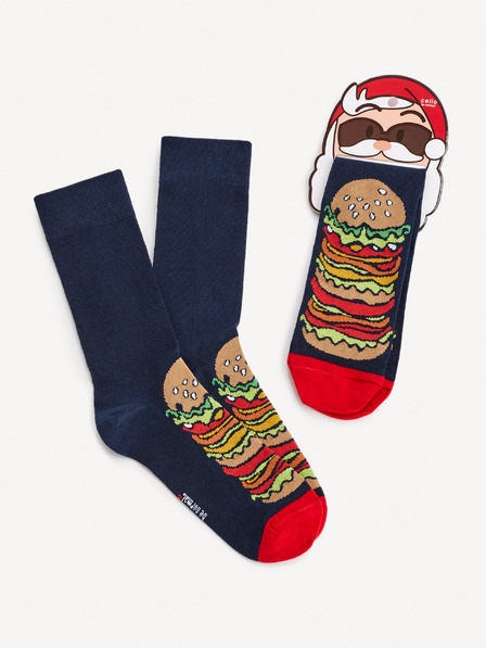 Celio Tmavě modré pánské vzorované ponožky Celio Burger