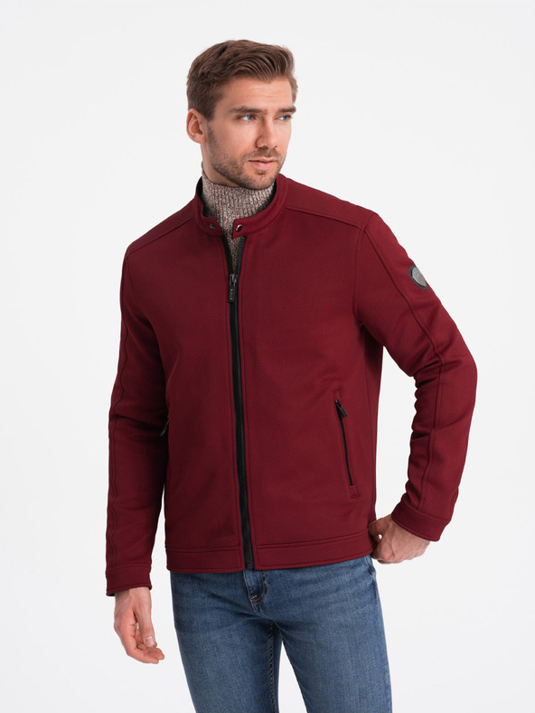 Ombre Clothing Vínová pánská lehká bunda Ombre Clothing BIKER
