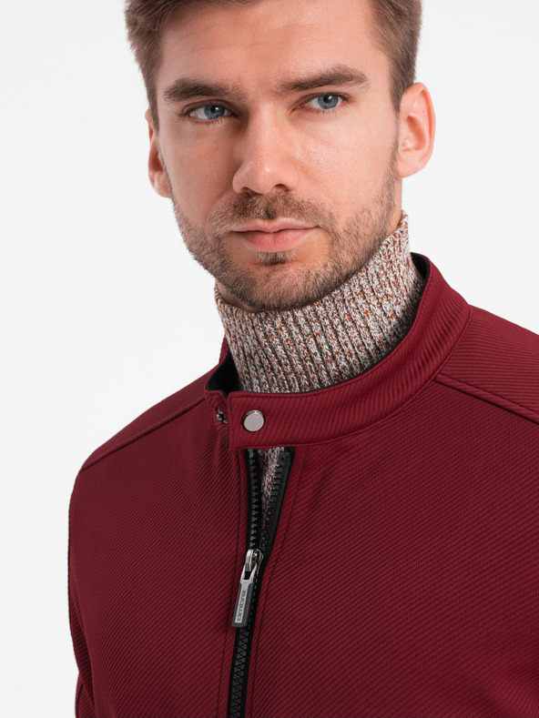 Ombre Clothing Vínová pánská lehká bunda Ombre Clothing BIKER