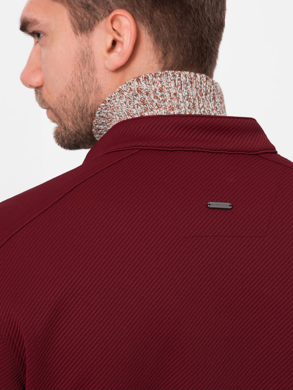 Ombre Clothing Vínová pánská lehká bunda Ombre Clothing BIKER