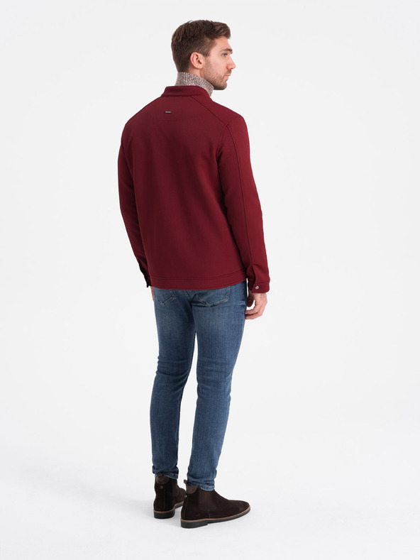 Ombre Clothing Vínová pánská lehká bunda Ombre Clothing BIKER