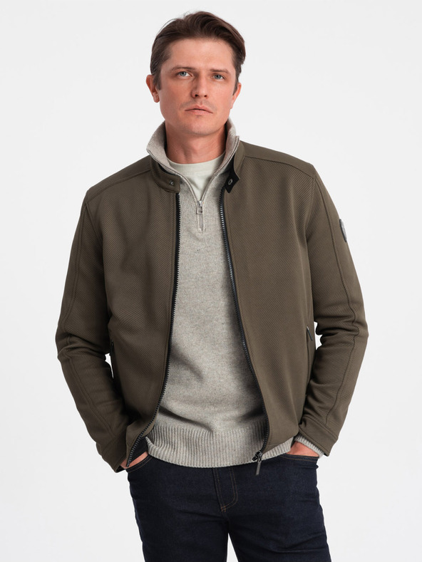 Ombre Clothing Khaki pánská lehká bunda Ombre Clothing BIKER