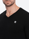 Ombre Clothing Černé pánské tričko s véčkovým výstřihem Ombre Clothing