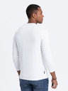 Ombre Clothing Bílé pánské tričko s véčkovým výstřihem Ombre Clothing