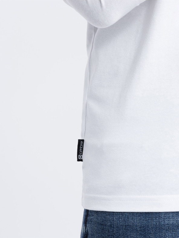 Ombre Clothing Bílé pánské tričko s véčkovým výstřihem Ombre Clothing