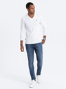 Ombre Clothing Bílé pánské tričko s véčkovým výstřihem Ombre Clothing