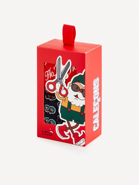 Celio Sada dvou barevných pánských vánočních trenýrek v dárkovém balení Celio