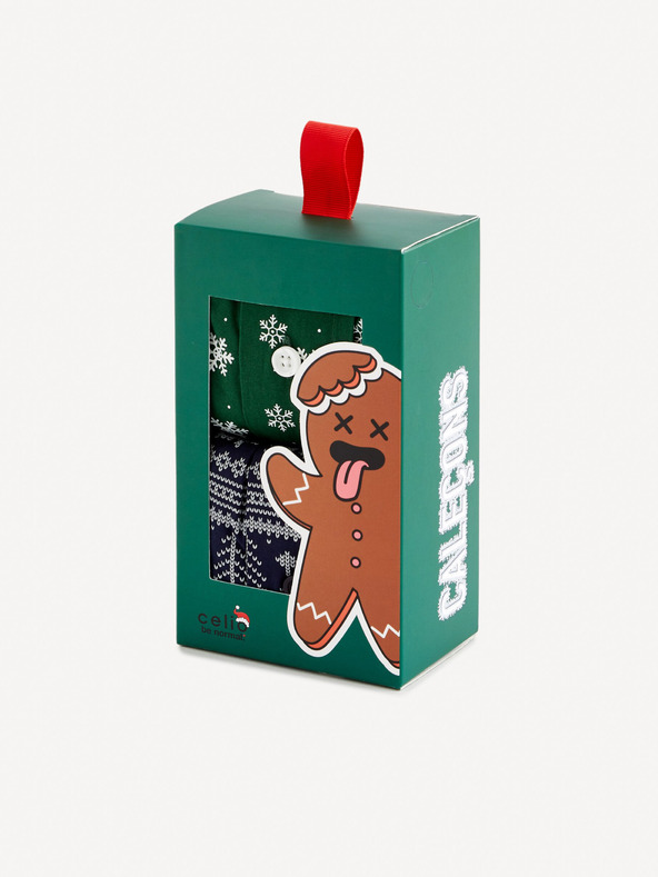 Celio Sada dvou barevných pánských vánočních trenýrek v dárkovém balení Celio