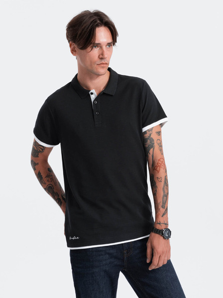 Ombre Clothing Černé pánské polo tričko Ombre Clothing