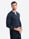 Ombre Clothing Tmavě modré pánské tričko s knoflíky Ombre Clothing HENLEY