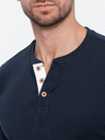 Ombre Clothing Tmavě modré pánské tričko s knoflíky Ombre Clothing HENLEY