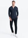 Ombre Clothing Tmavě modré pánské tričko s knoflíky Ombre Clothing HENLEY