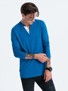 Ombre Clothing Modré pánské tričko s knoflíky Ombre Clothing HENLEY