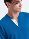Ombre Clothing Modré pánské tričko s knoflíky Ombre Clothing HENLEY