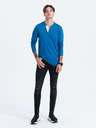 Ombre Clothing Modré pánské tričko s knoflíky Ombre Clothing HENLEY