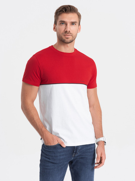Ombre Clothing Bílo-červené pánské tričko Ombre Clothing