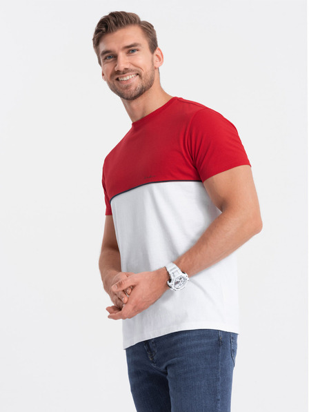 Ombre Clothing Bílo-červené pánské tričko Ombre Clothing