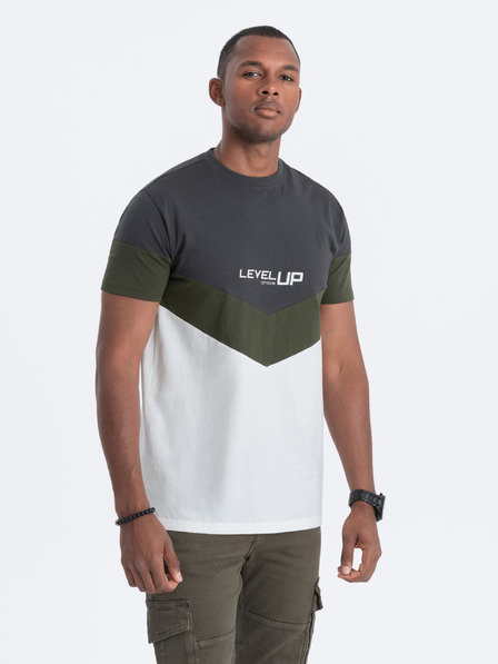 Ombre Clothing Šedo-bílé pánské tričko s nápisem Ombre Clothing