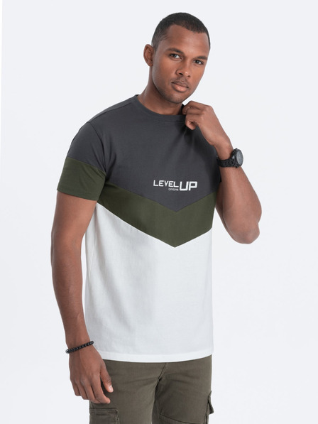 Ombre Clothing Šedo-bílé pánské tričko s nápisem Ombre Clothing