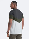 Ombre Clothing Šedo-bílé pánské tričko s nápisem Ombre Clothing