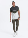 Ombre Clothing Šedo-bílé pánské tričko s nápisem Ombre Clothing